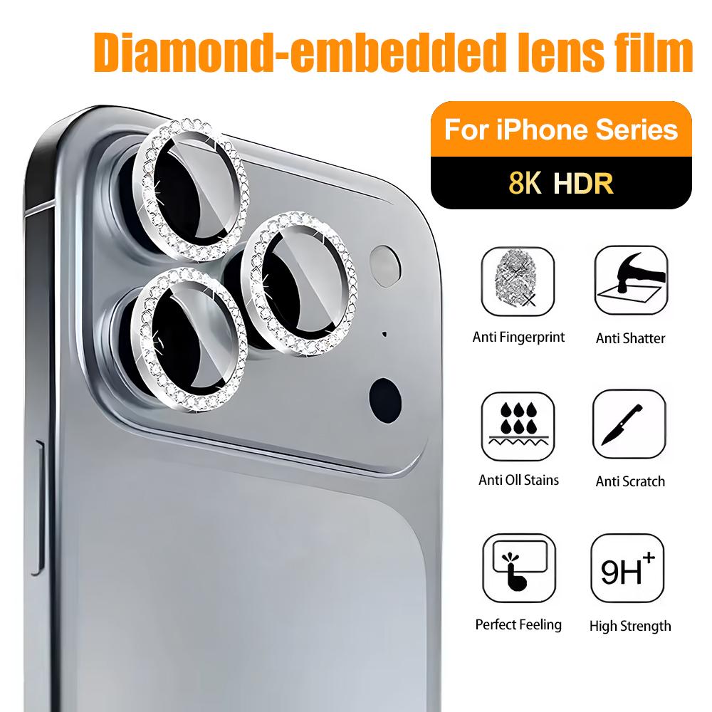 Diamond Rhinestone Camera Lens Protector For Apple iPhone 17 Air 16 15 14 13 Pro Max Plus Mini Independent Lens Cover Only 1PCS 4