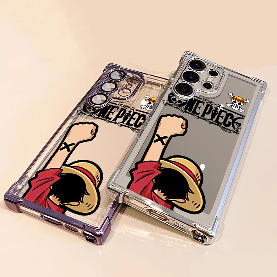Case for Samsung Galaxy S24 S25 Ultra s24fe s24ultra S22 Ultra S21FE S20 FE S25 Plus S23 Clear Cover Japanese One Piece Anime