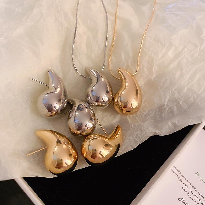 Acrylic Water Drop Silver Needle Stud Earrings Simple Ins Niche Earrings