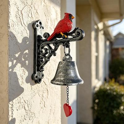 Outdoor Dinner Bell Wall Mounted Retro Decoration Red Cardinal Bird Entry Door Bell for Front Door Porch Entryway Balcony Garden