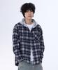 Yosemiti Oversized Check Hoodie Navy (Gray) Yls-701