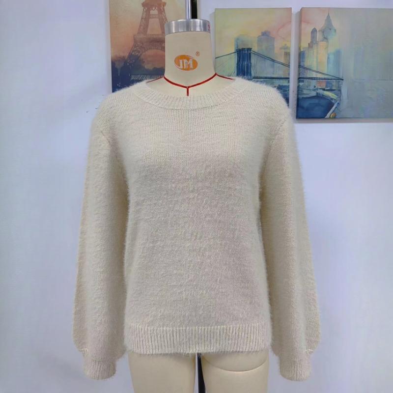 

IHUASU Осенне-зимний женский вязаный свитер с длинным рукавом и круглым вырезом с цветочным узором XL абрикосовый