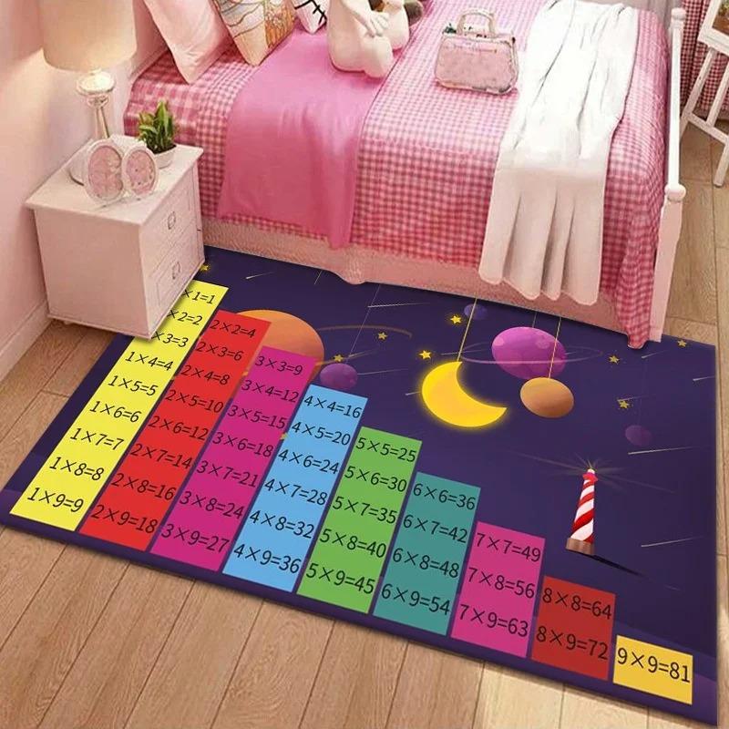 Cartoon-Eisenbahnschiene Vergnügungspark Kinderteppich Weiche flauschige Spielmatte für Schlafzimmer Pädagogischer Verkehrspiel-Teppich mit Riesenrad