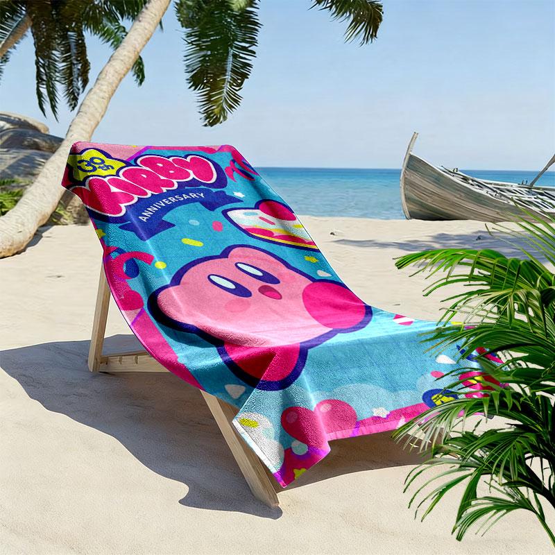 Kirby Print Beach Towel, Large Soft Quick Dry Towel for Beach Camping Swimming