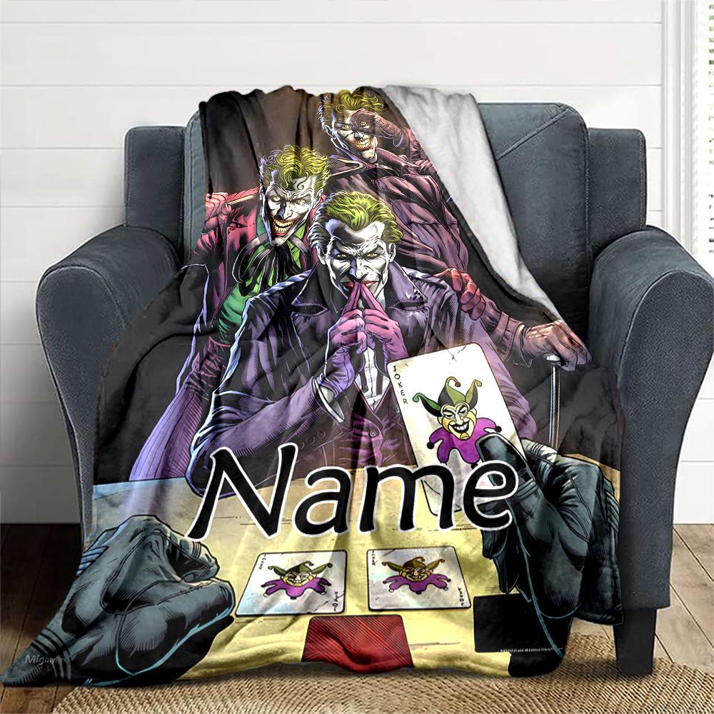 Customiz Name Personality Joker Blanket Soft &Warm Sofa Office Bed Travel Lunch Break Blanket, Gift Suitable All Seasons