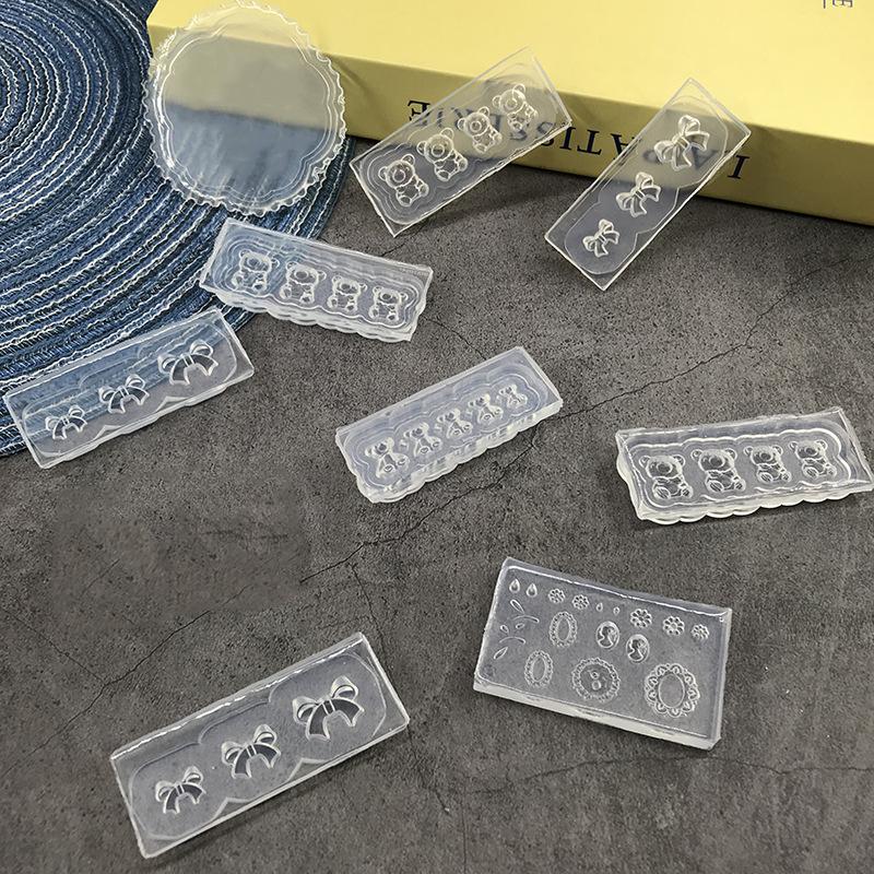 3D Bow Little Bear Silicone Nails Accessories Carving Mold Flowers Stamping Plate Nails Stencils Diy Gel Manicure Mould Tools