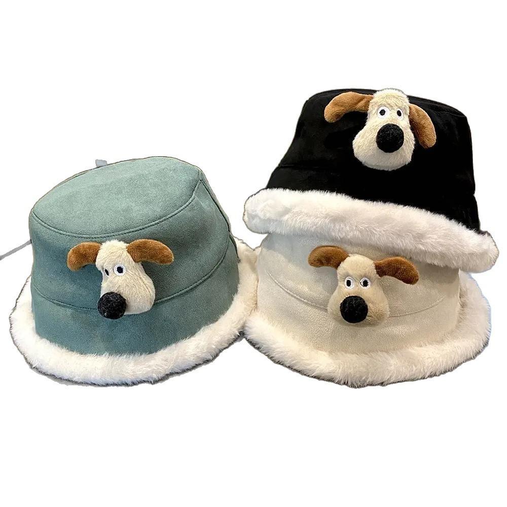 Childrens Winter Dog Print Fisherman Hat With Plush Lining For Baby Girls And Boys