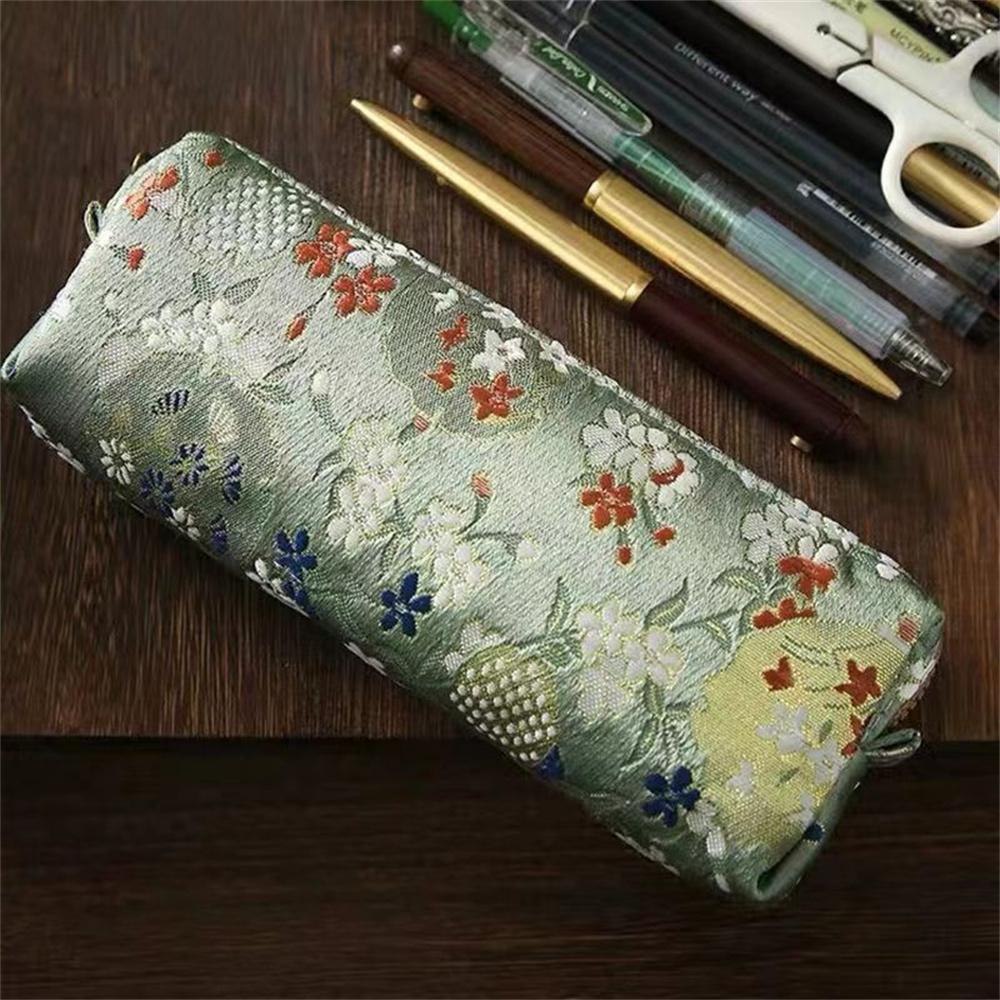 Embroidery Pen Box Simple Chinese Pen Holder Student Pencil Bag Large Capacity Cute Stationery Case For Classroom Stationery