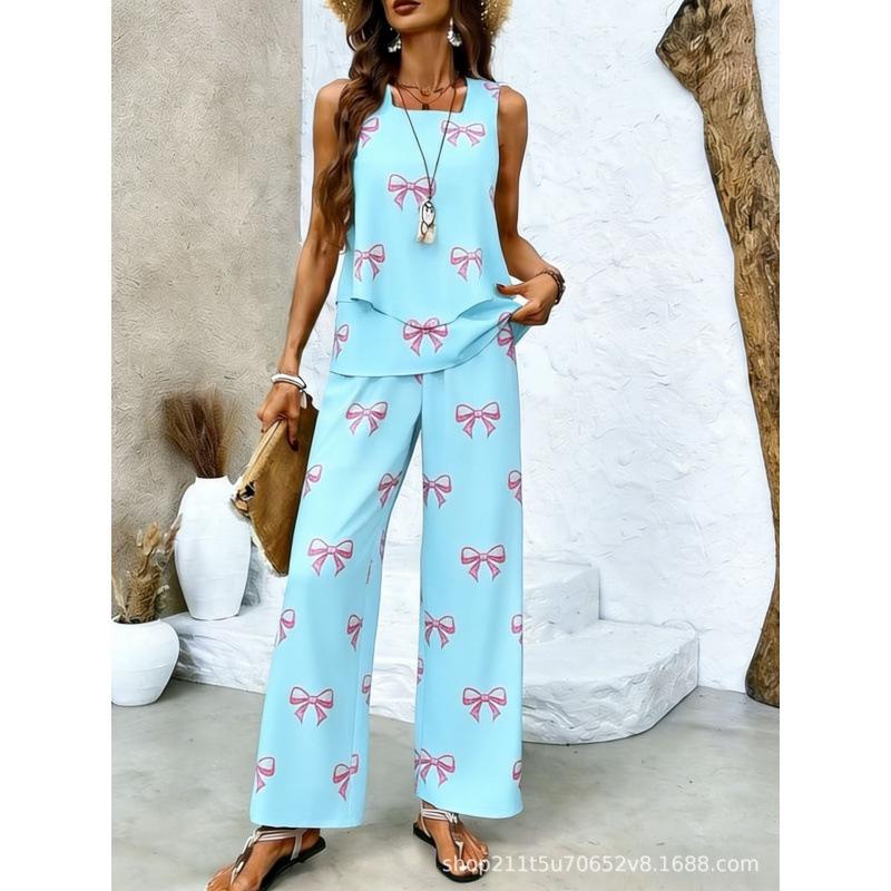 European and American 1D digital printing bohemian women's sleeveless suit is suitable for daily wear and vacation spot