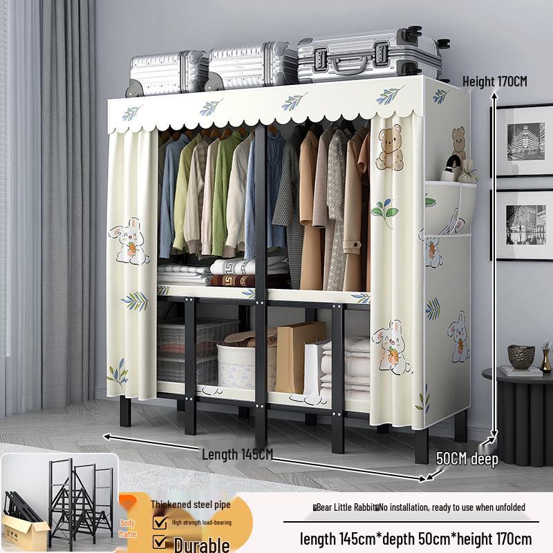 No-Assembly Wardrobe with Drawers: Foldable and Durable for Bedroom or Rental Room