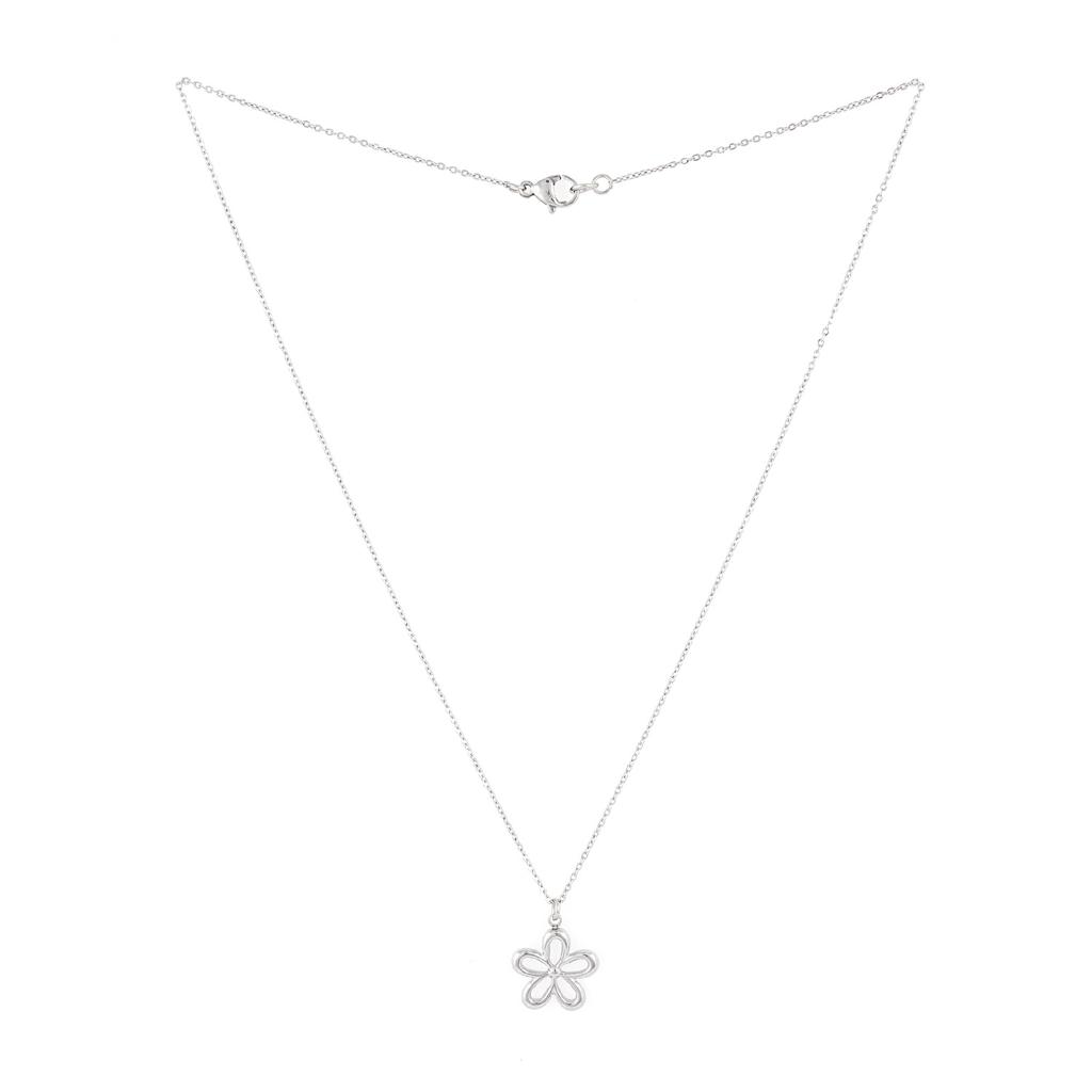 Jbans Classic Soft Line Flower Pendant Chain Necklace (C2501-An842_Sv)