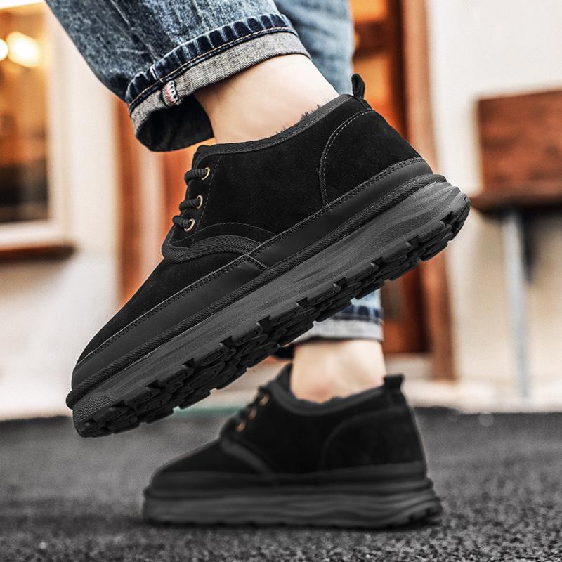 Men's casual snow boots Classic retro design style Outdoor street walking Daily office youth adult warm shoes Black Brown shoes