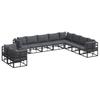 10 Piece Black Aluminum Garden Sofa Set with Cushions