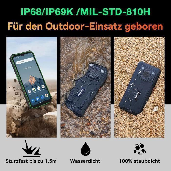 Blackview BV6200 Pro Smartphone Robuste 12Go + 128Go 13000mAh 6.56'' Android 13 13MP Enceinte Smart-K Box Double SIM 4G GPS - Noir