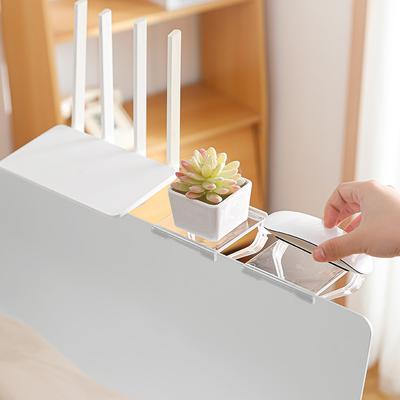 A Small, Hole-free, Simple and Transparent Storage Rack On The Top of The Display Screen, and An Adjustable Router Stand On The Top of The TV