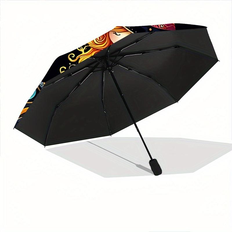 1pc Moon Witch Durable Cartoon Folding Umbrella, Portable 3-Fold Compact Umbrella for Men and Women, Suitable for Travel or Daily Use.D058