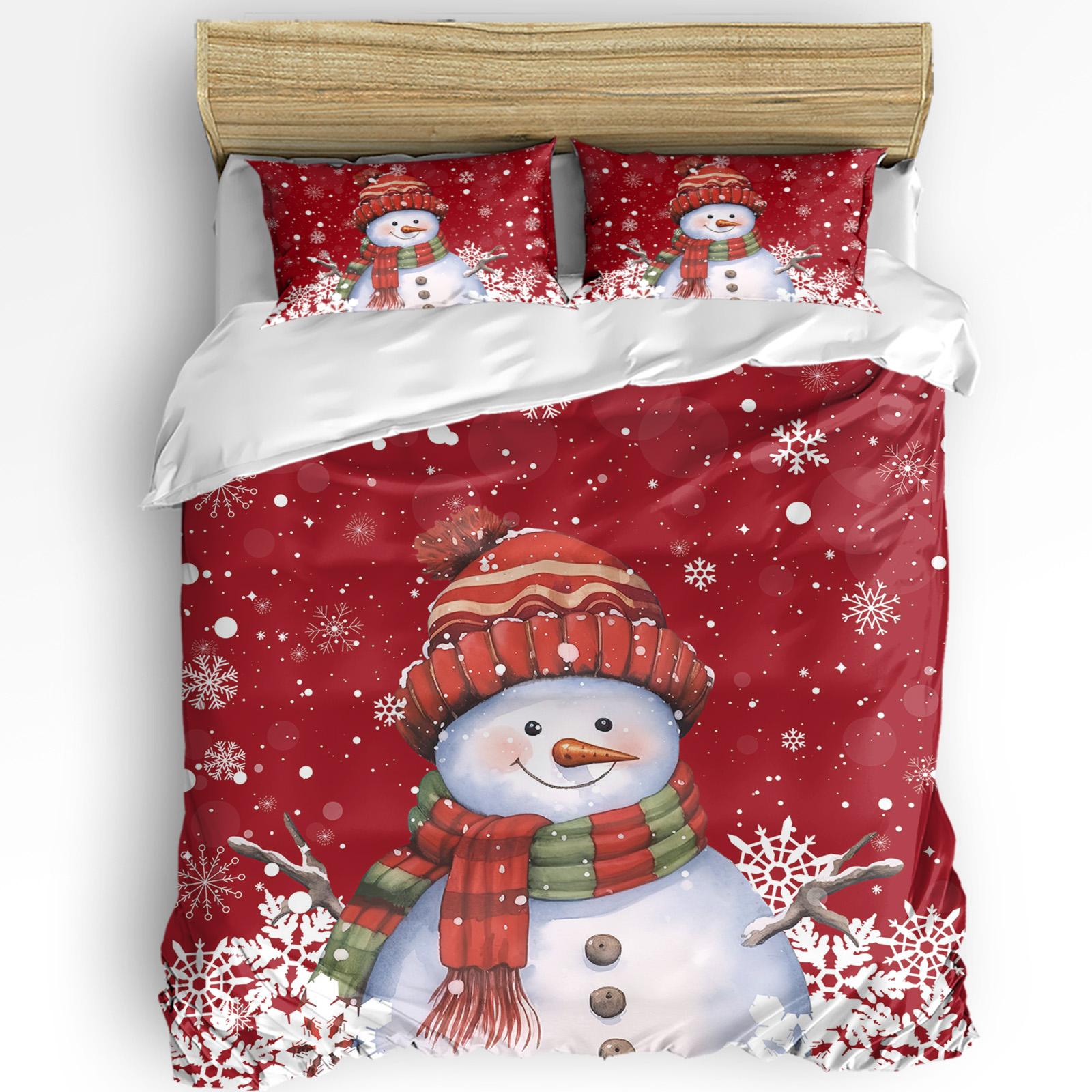 

Comforter Christmas Poinsettia Ball Fir Leaves Snowman 3Pcs Bedding Set For Double Bed Home Textile Comforter (quilt)-EU Single(135*200cm)3pcs