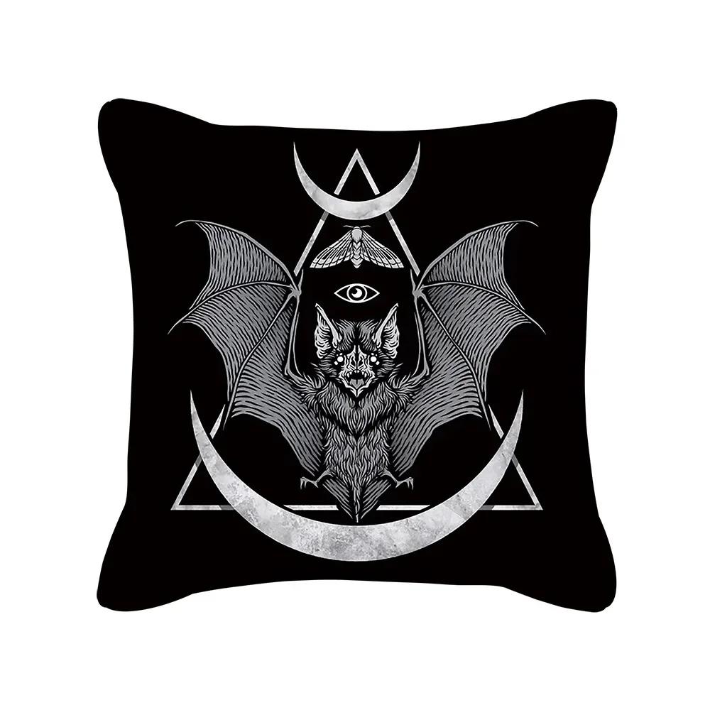 Punk Style Cushion Cover Skull Print Office Sofa Car Pillowcase Home Decor  Outdoor Square  Moda