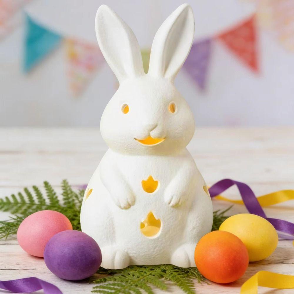 Cute Bunny Bunny Candle Holder White Easter Decoration Exquisite Rabbit Candlestick  Easter Party
