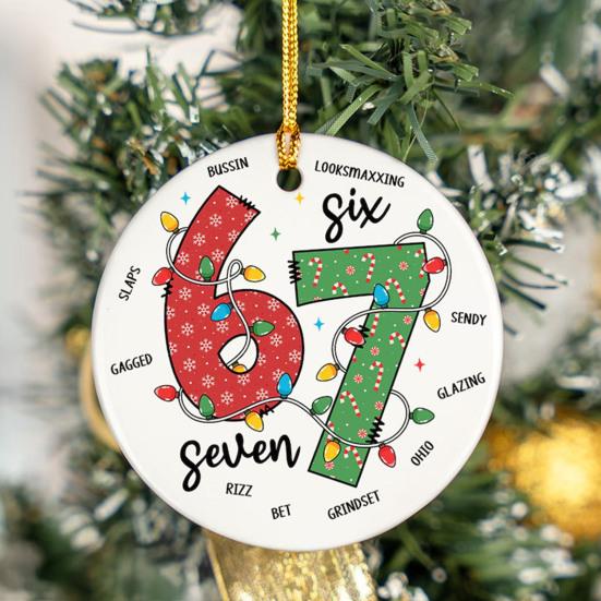 Der Weihnachtsmann sagt Sechs Sieben Ornament Acryl Weihnachtsbaumdeko mit einzigartigem Spruch Festliche Feiertags-Hängedekoration