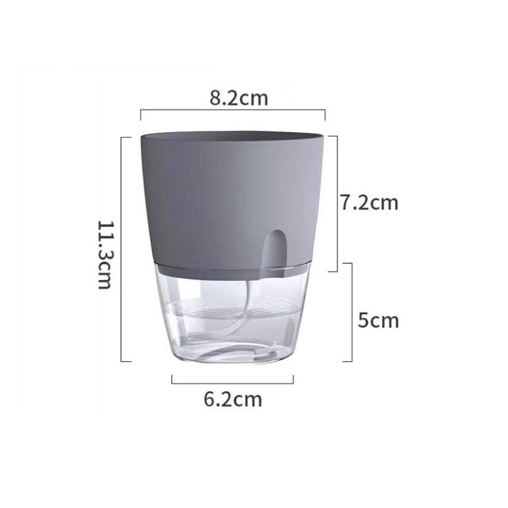 Transparent Double Layer Plastic Flower Pot Self Watering Flowerpot Cotton Rope Watering Small Plant Pot with Injection Port