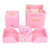 Jewelry Packaging Box Double Open Gatefold Rose Flower Gift Box with Drawer Custom Logo Velvet Ring Earring Necklace Case