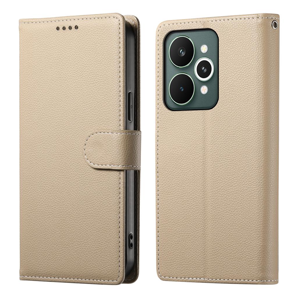 For Realme 15 Pro 5G/15 5G Case Magnetic Snap Litchi Texture Leather Wallet Phone Cover with Wrist Strap