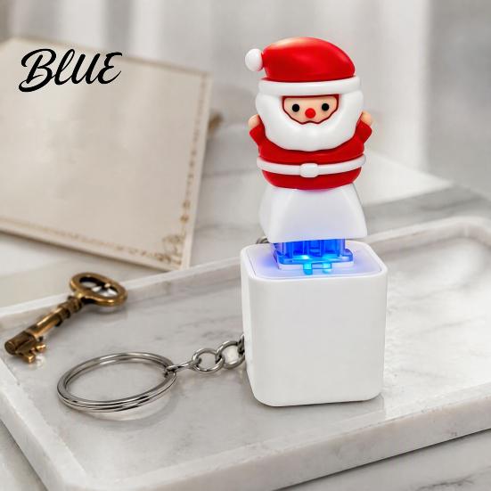 Novelty Christmas Party Favor Santa Sound Light Keychain Interactive Glowing Ornament with Festive Tunes Funny Xmas Gift for Adults USB-C