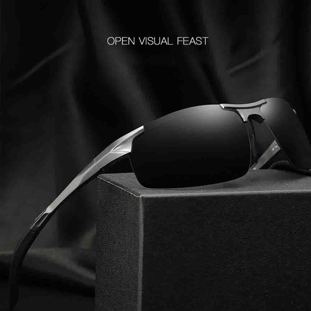 Driving Polarized Sunglasses Men Aluminum Magnesium Frame Sport Sun Glasses Driver Retro Goggles Sunglass UV400 Anti-Glare