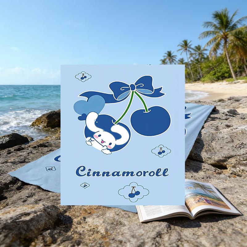 1pc Sanrio Cinnamoroll4 Beach Towel, Beach and Seaside Swimming Pool Equipment, Fashion Pattern, Rectangular, Travel Essentials