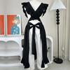 Gliitatu Stylish Women's Apron, Cute, Water-Repellent, Covers Your Bottom, Cafe Dress (Black)