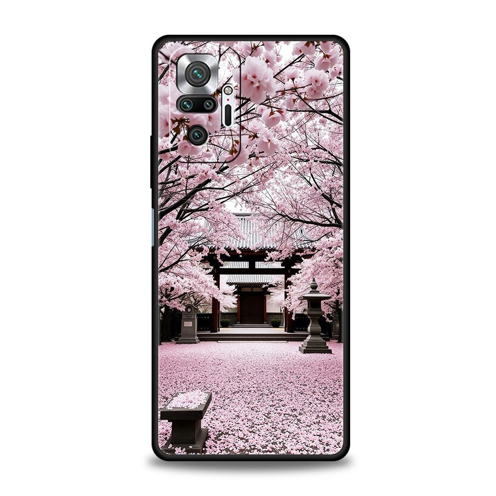 

Japanese Style Temple And Cherry Blossoms Phone Case for Redmi 14C 13C Note 14 13 12 11 10 Pro Plus K40 K50 Pro Plus 5G Soft TPU Redmi Note 11