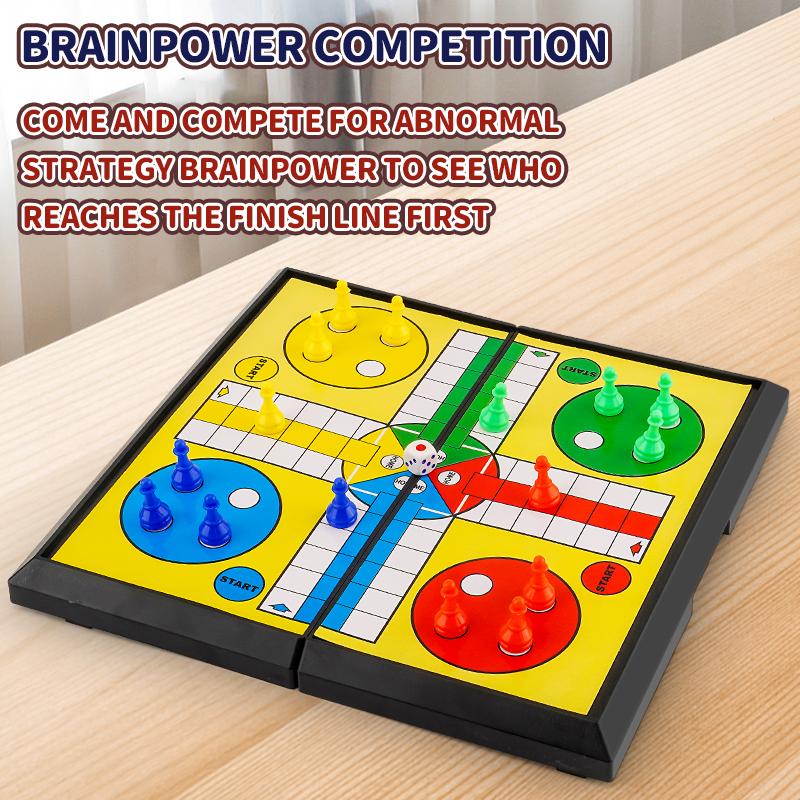 Gioco da Tavolo Ludo Internazionale per Bambini: Scacchiera Pieghevole Portatile, Giocattolo Educativo, Gioco da Tavolo per Feste per Studenti delle Elementari