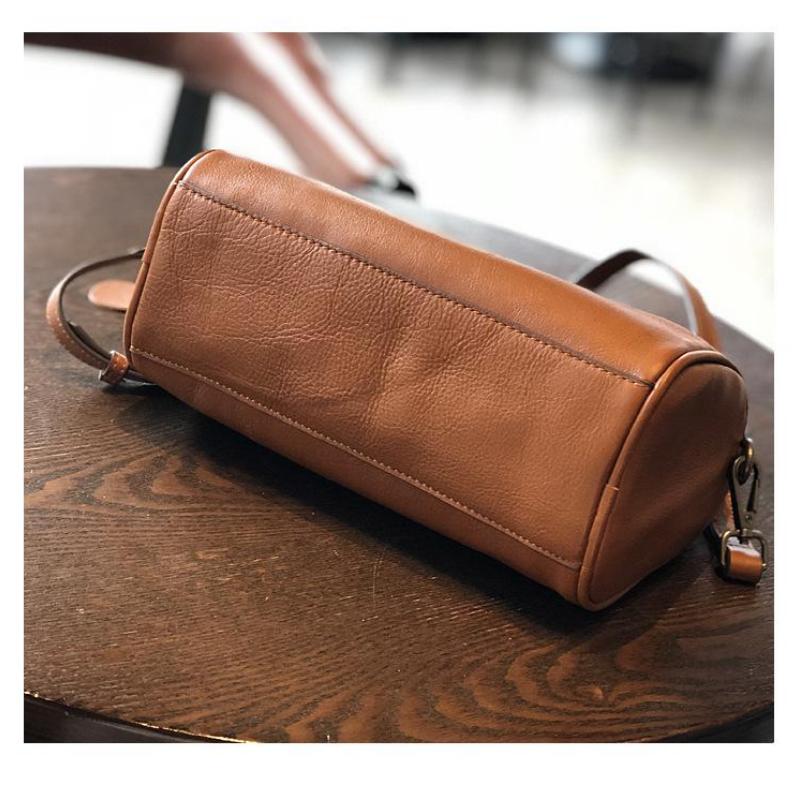 Johnature Vintage Handmade Women Bag First Layer Cow Leather Handbag Shoulder Bags Leisure Solid Color Messenger Bag
