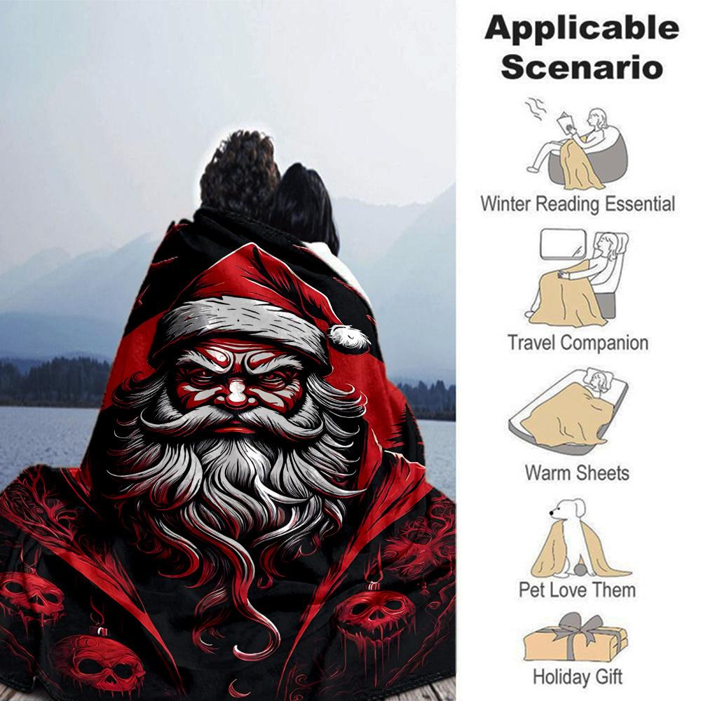 1pc Santa Claus, Gothic Throw Blanket Soft Flannel, Cozy All Season Polyester Perfect for Home, Office