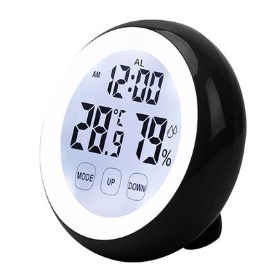 Creative Circular Alarm Clock Touch Screen Control Digital Table Clock Snooze Electronic Clock With Temperature And Humidity Display