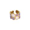 Gold-plated Oil Dripping Ring Colorful Colorful Ring Geometric Pattern Ring  Wedding Gifts
