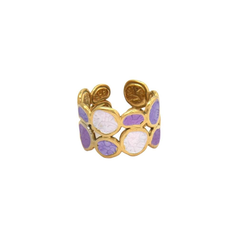 

Stainless Steel Oil Dripping Ring Colorful Gold-plated Geometric Pattern Ring Open Ring Geometric Pattern Colorful Ring