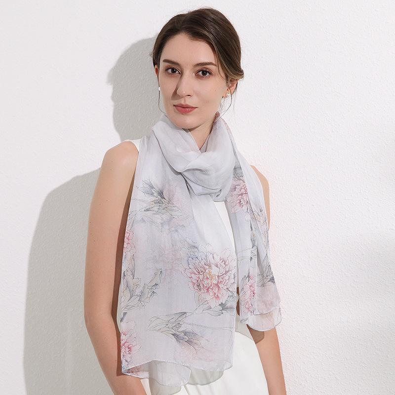 Shanghai Story New Mulberry Silk Scarf Women's Summer Thin Versatile Printed Shawl Mom Gift Scarf