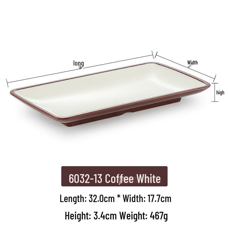 Melamine Rectangular Imitation Porcelain Plate for Hot Pot, Sushi, BBQ & Hotel Tableware.