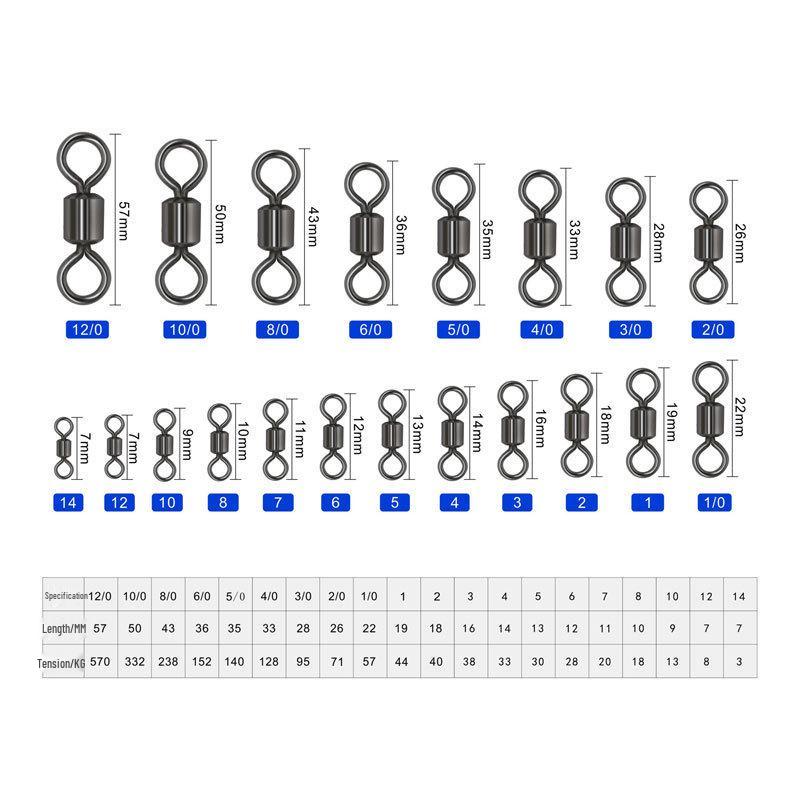 

50-Piece 8-Shaped Fishing Ring Connectors with Strong Pulling Force Swivels Fishing Swivel - 12mm - Black - Brass - 50 pcs