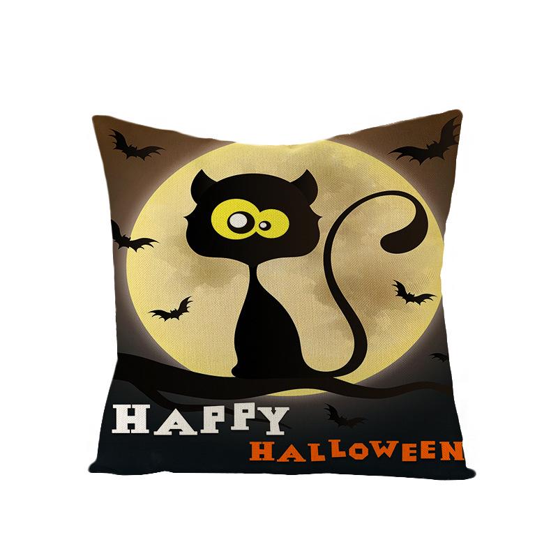 Halloween Pillowcase New Pumpkin Black Cat Series Sofa Cushion Waist Pillowcase Home