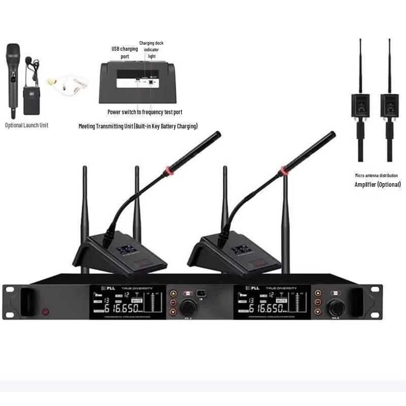 Jiyin UW-8052 UHF Wireless One-to-Two Conference System (CN Version)