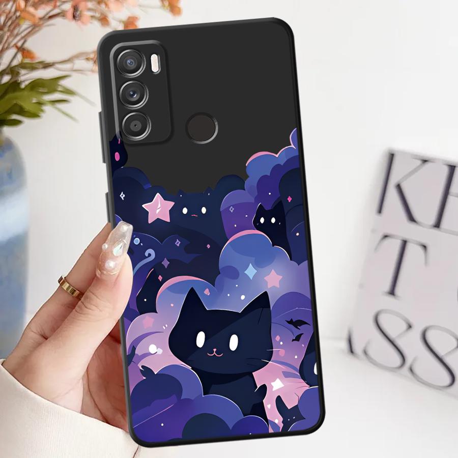 Etui do Motorola Moto G71 G53 G30 G50 G22 Edge40 G51 G73 G52 Edge 20 Pro 30 Lite G60s G32 Pokrowiec Czarny Kot Gwieździsta Noc