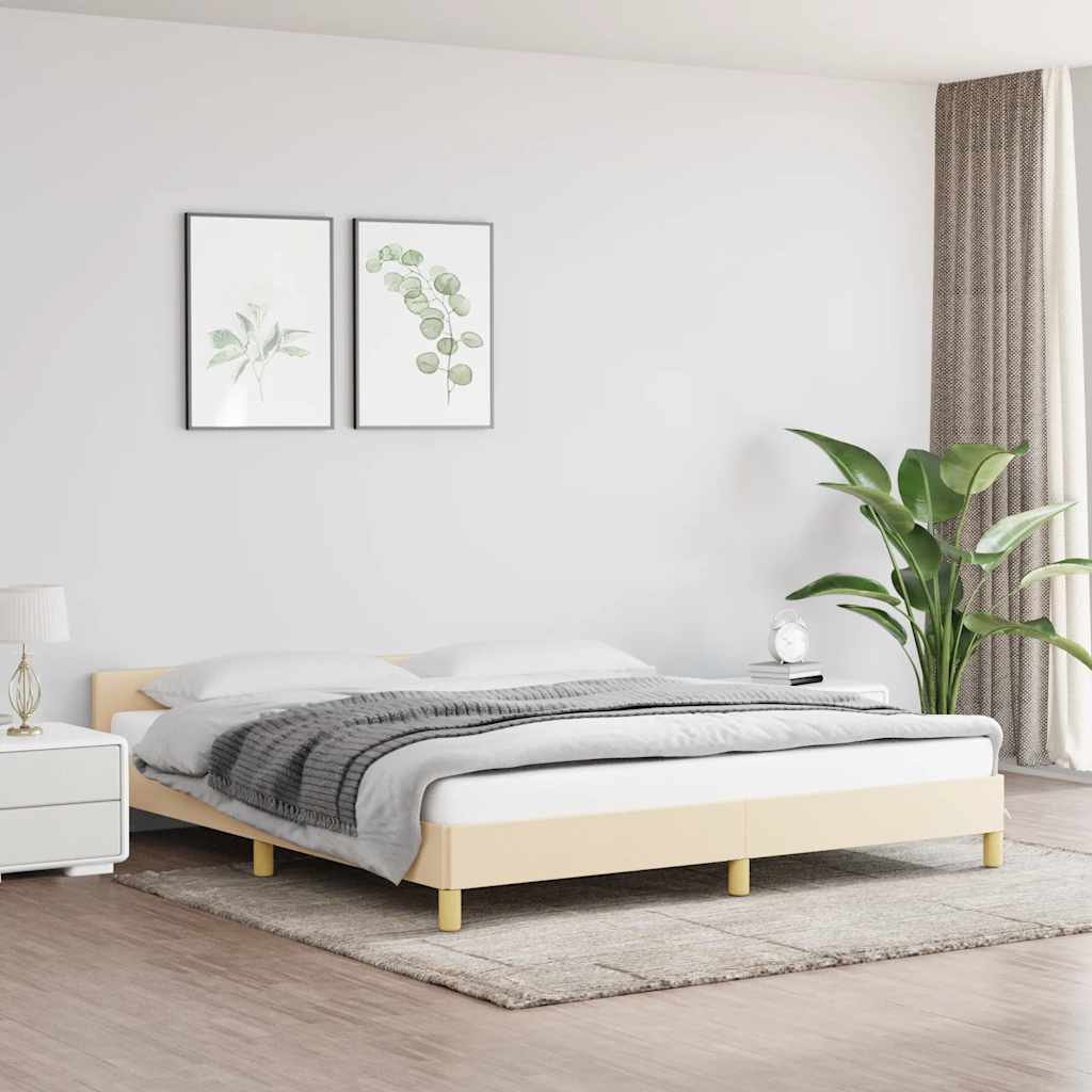 Vidaxl Bed Frame Without Mattress, Cream, 160X200 Cm, Upholstered