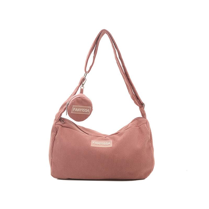 Simple casual commuter messenger dumpling bag corduroy bag foreign style new large capacity portable shoulder bag