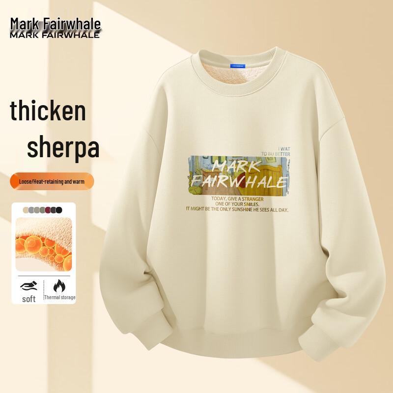 Mark Fairwhale Men's Sherpa Fleece Lined Round Neck Sweatshirt