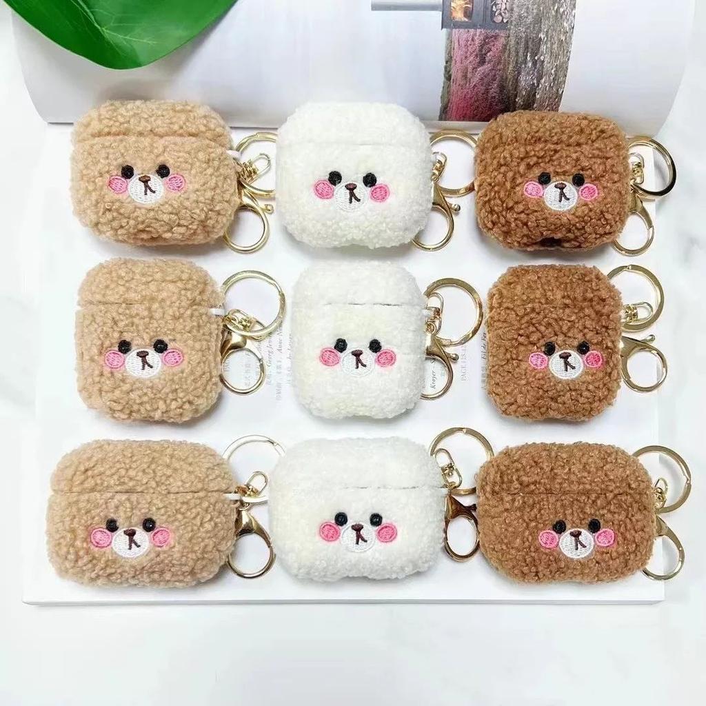Cute Plush Teddy Bear Headphone Cover For Apple Airpods 4 3 2 1 and Airpods Pro2 3 Protective Case Against Falls