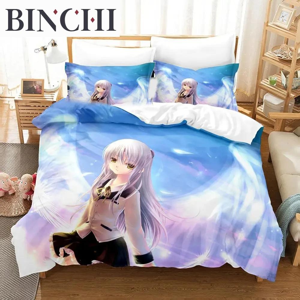 3D Print Anime Angel Beats Bedding Set Duvet Cover Bed Set Quilt Cover Pillowcase Comforter king Queen Size Boys Adult Bedding