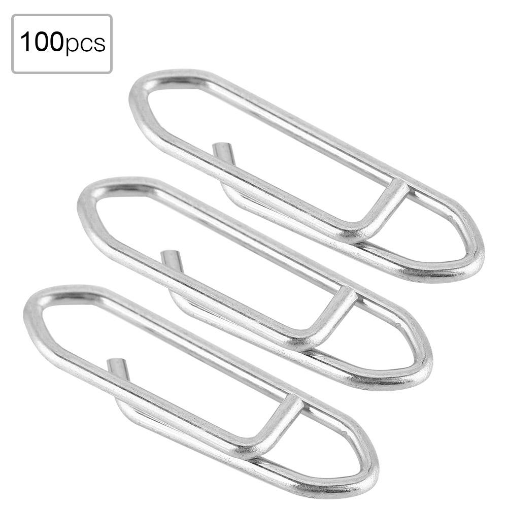 100pcs Stainless Steel Fishing Safety Snaps Clip Interlock Line Terminal Tackle Accessory S